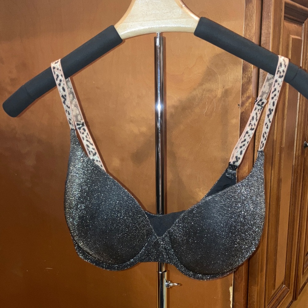 Victorias Secret Push Up Black Leopard Shine Extreme Lift 36D